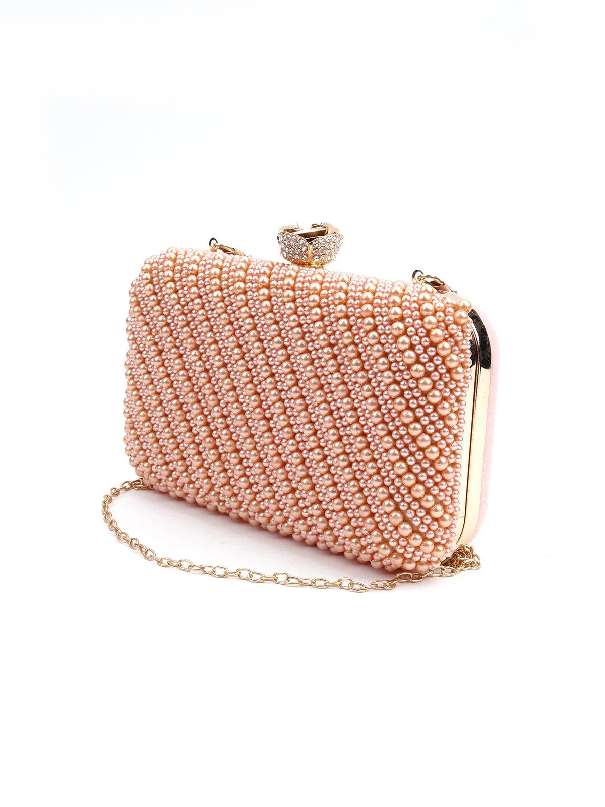 Odette Women Rose Gold Pearl Clutch Bag - Image 4