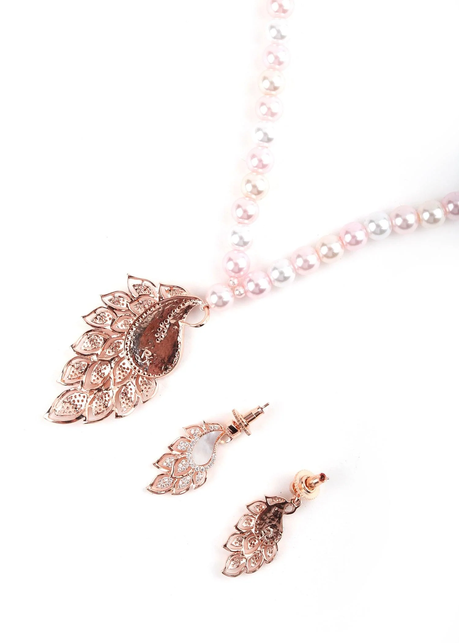 Odette Women Rose Gold Pendant Necklace Set - Image 4