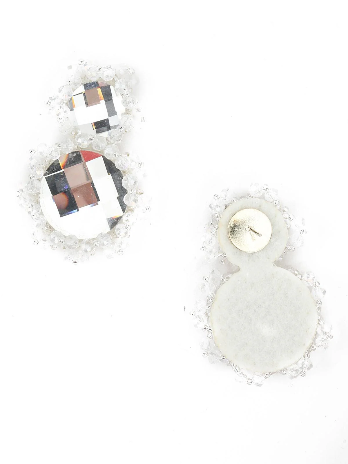 Odette Women Round Mirror-Like White Stone Dangle Earrings - Image 6