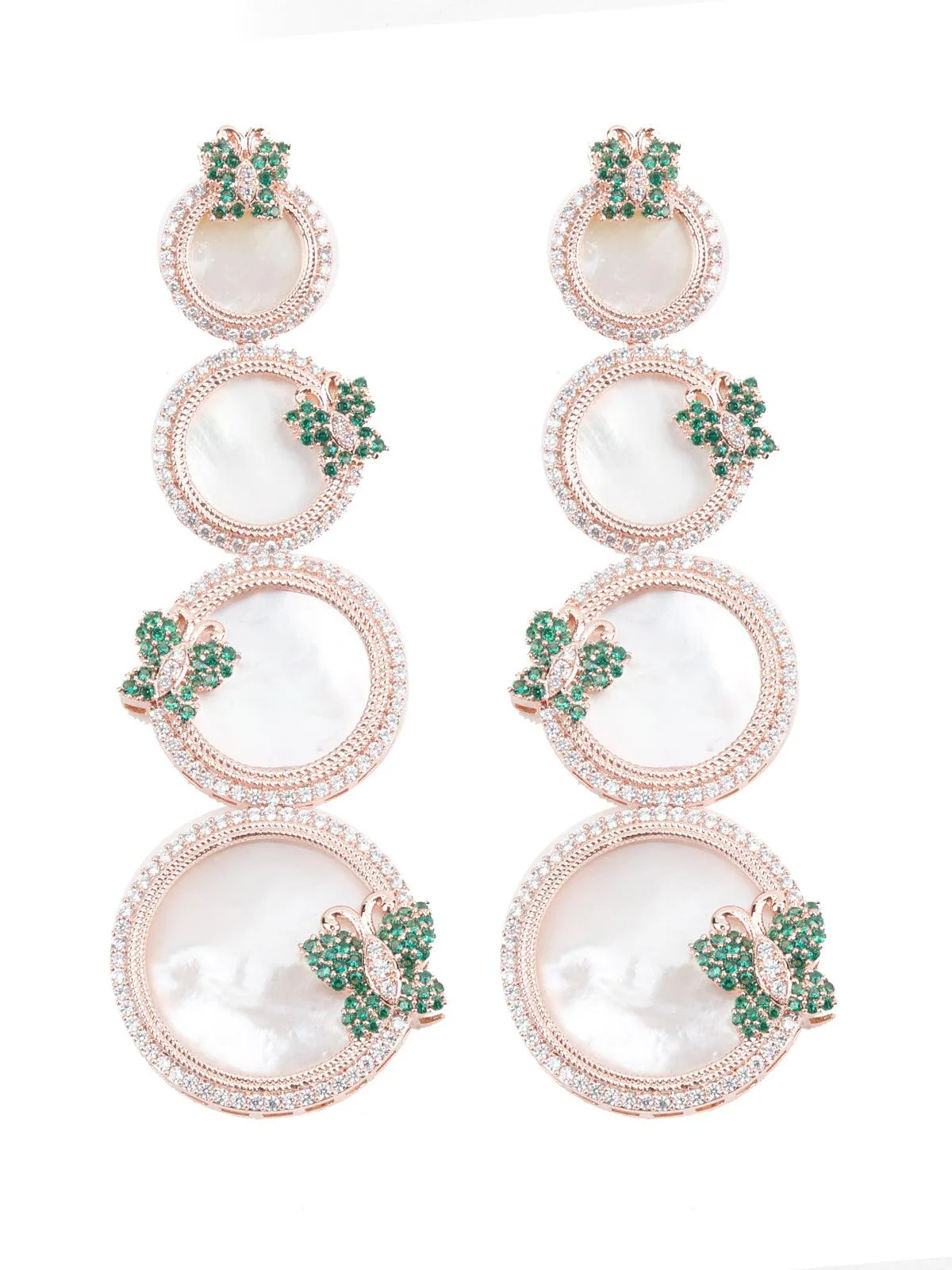 Odette Women Round Rhinestone Butterfly Earrings - Image 3