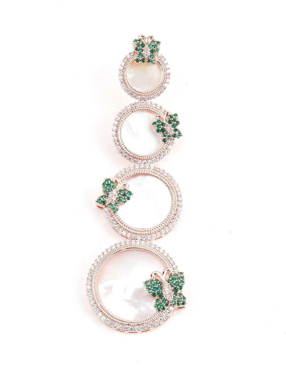 Odette Women Round Rhinestone Butterfly Earrings - Image 4