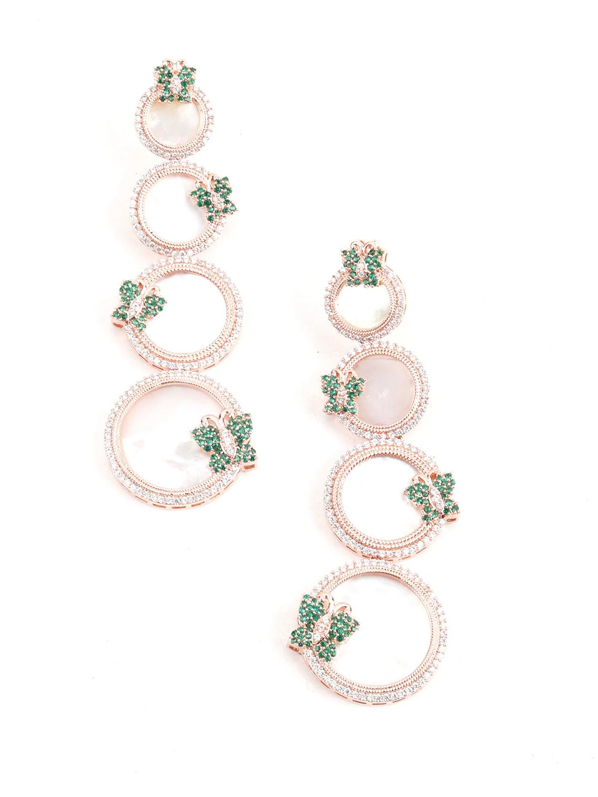 Odette Women Round Rhinestone Butterfly Earrings - Image 5