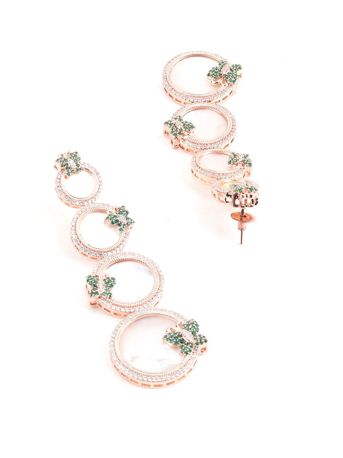 Odette Women Round Rhinestone Butterfly Earrings - Image 6