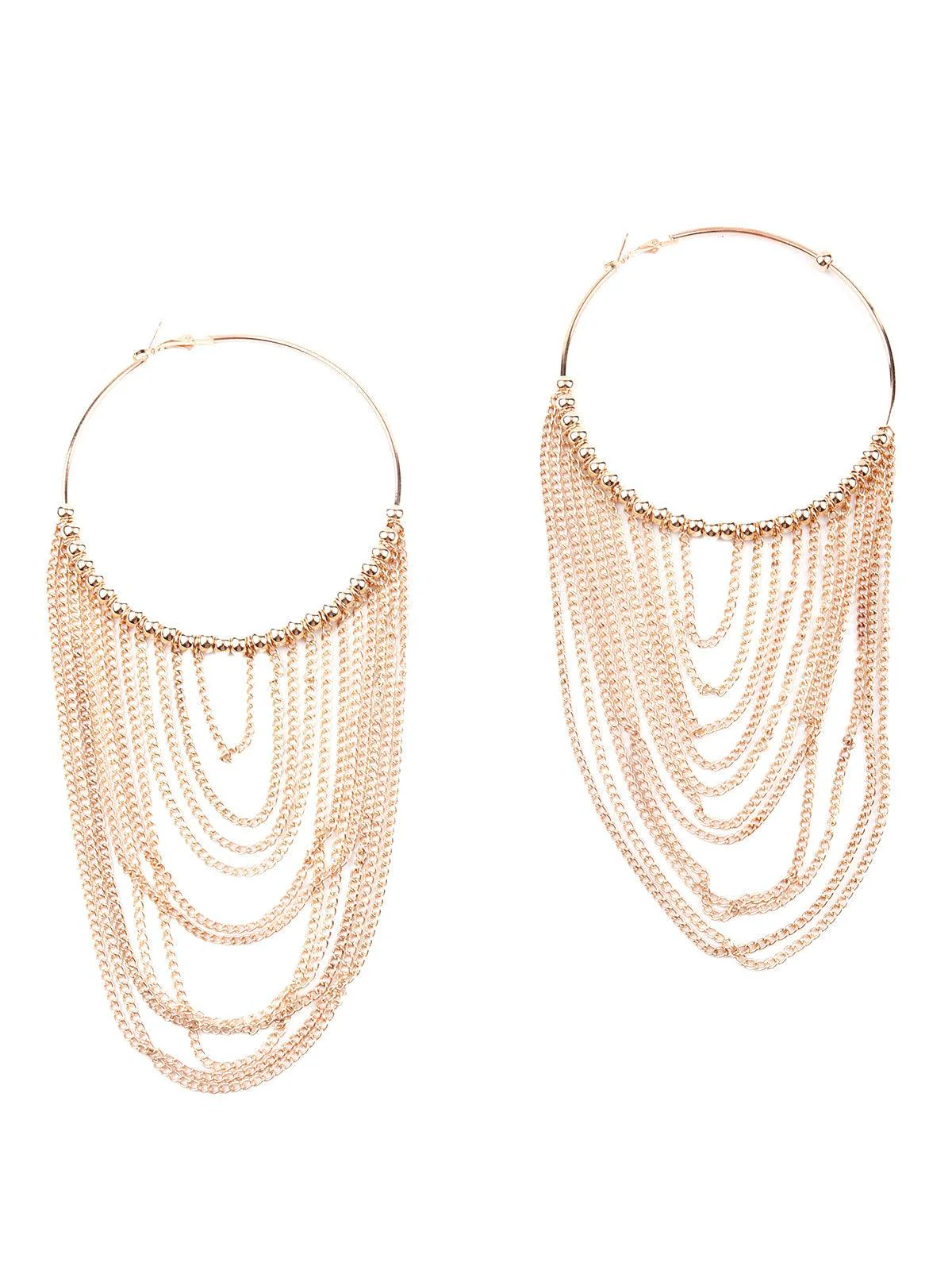 Odette Women Rounded Hoop Chain Earrings - Image 3