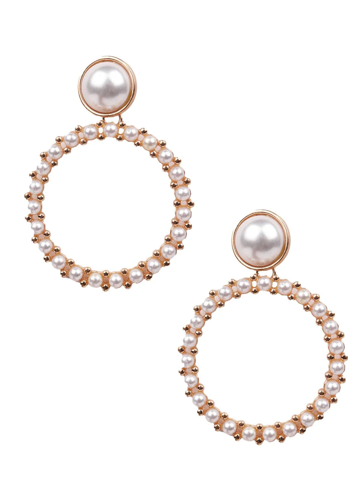 Odette Women White Earrings Metal With Artificial Pearls - Image 3
