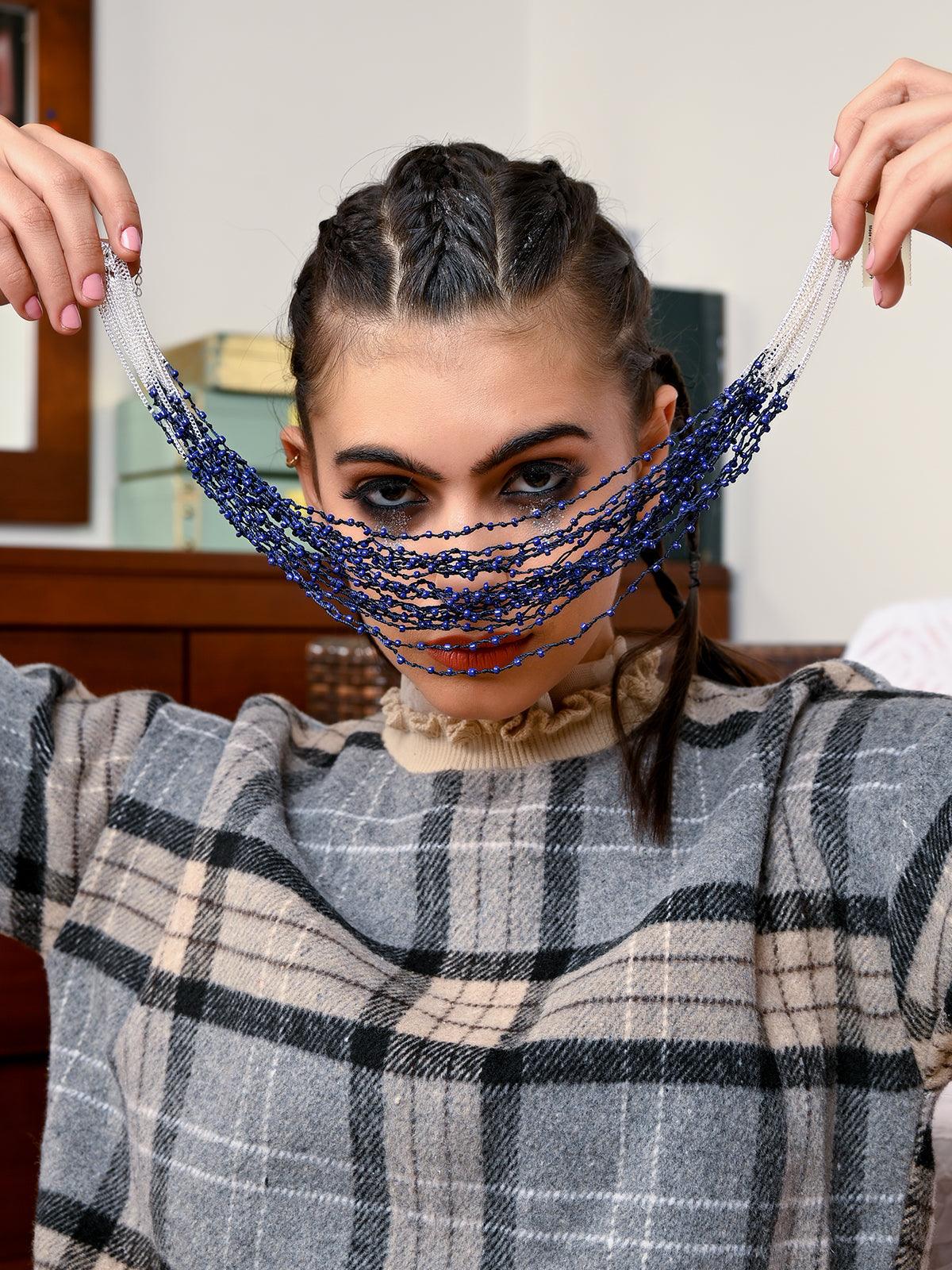 Odette Women Blue Aired Metal Necklace