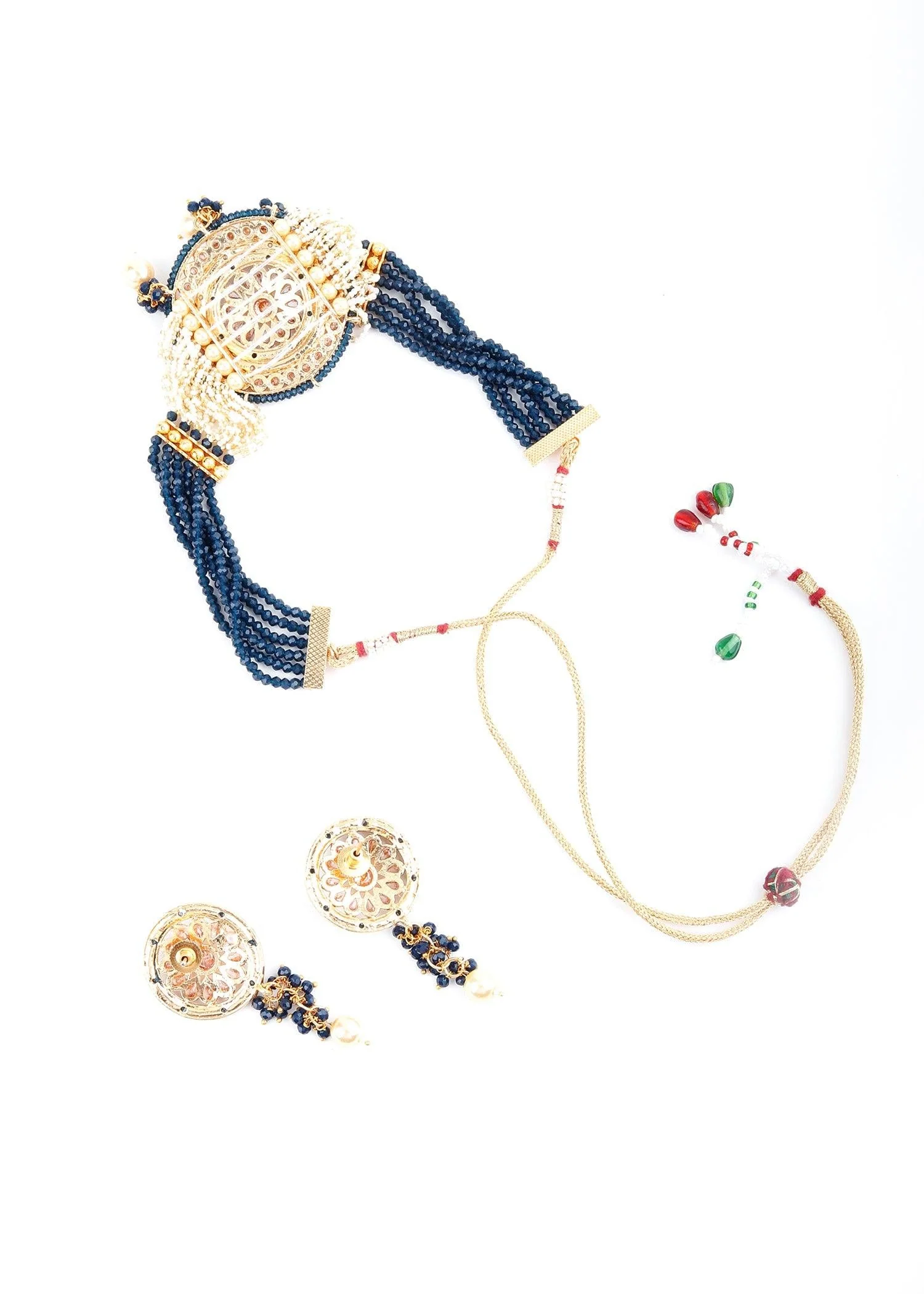 Odette Women Royal Blue Pearl Choker Set - Image 6