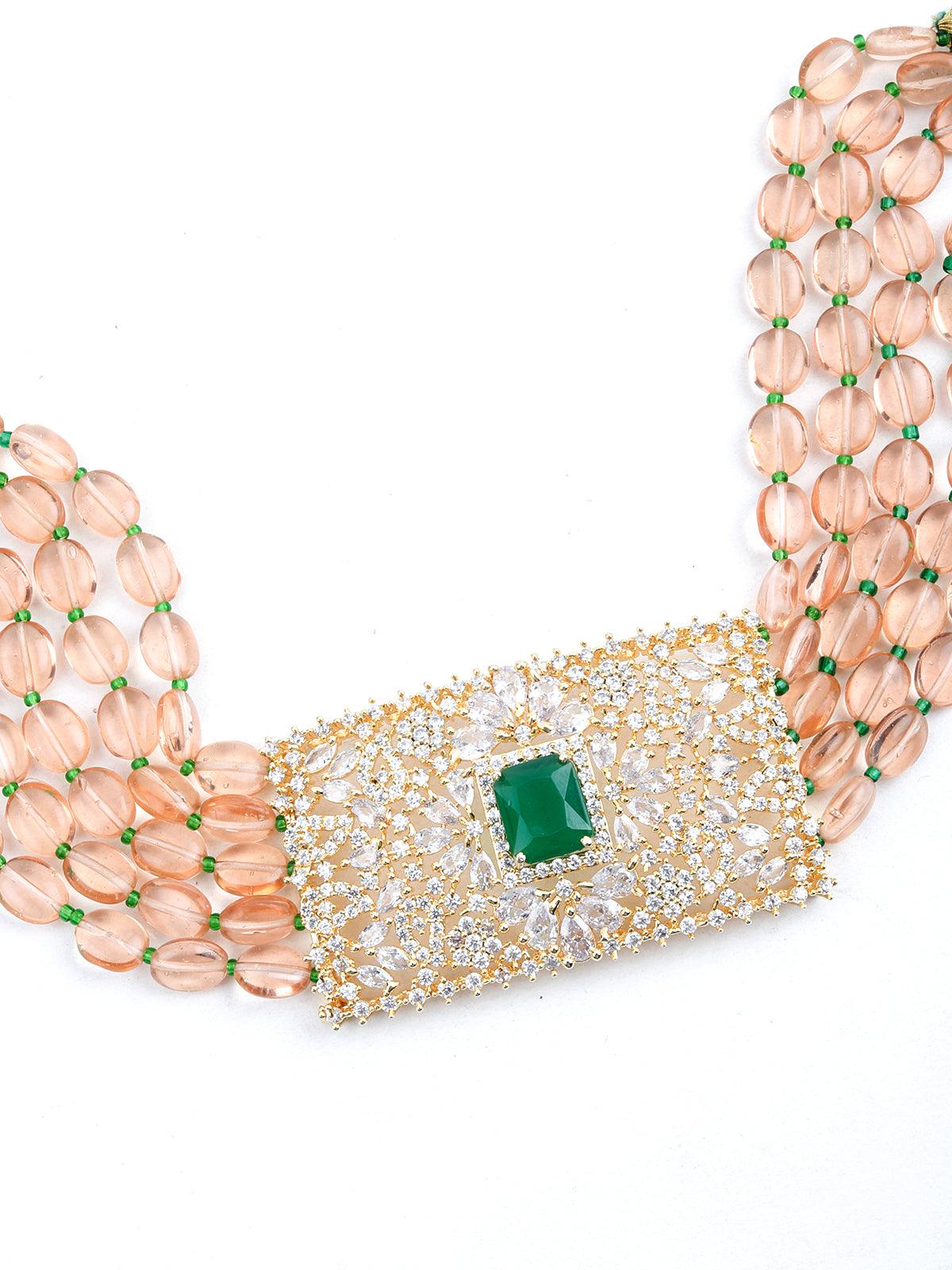 Odette Women Royal Emerald Green Choker Set - Image 4
