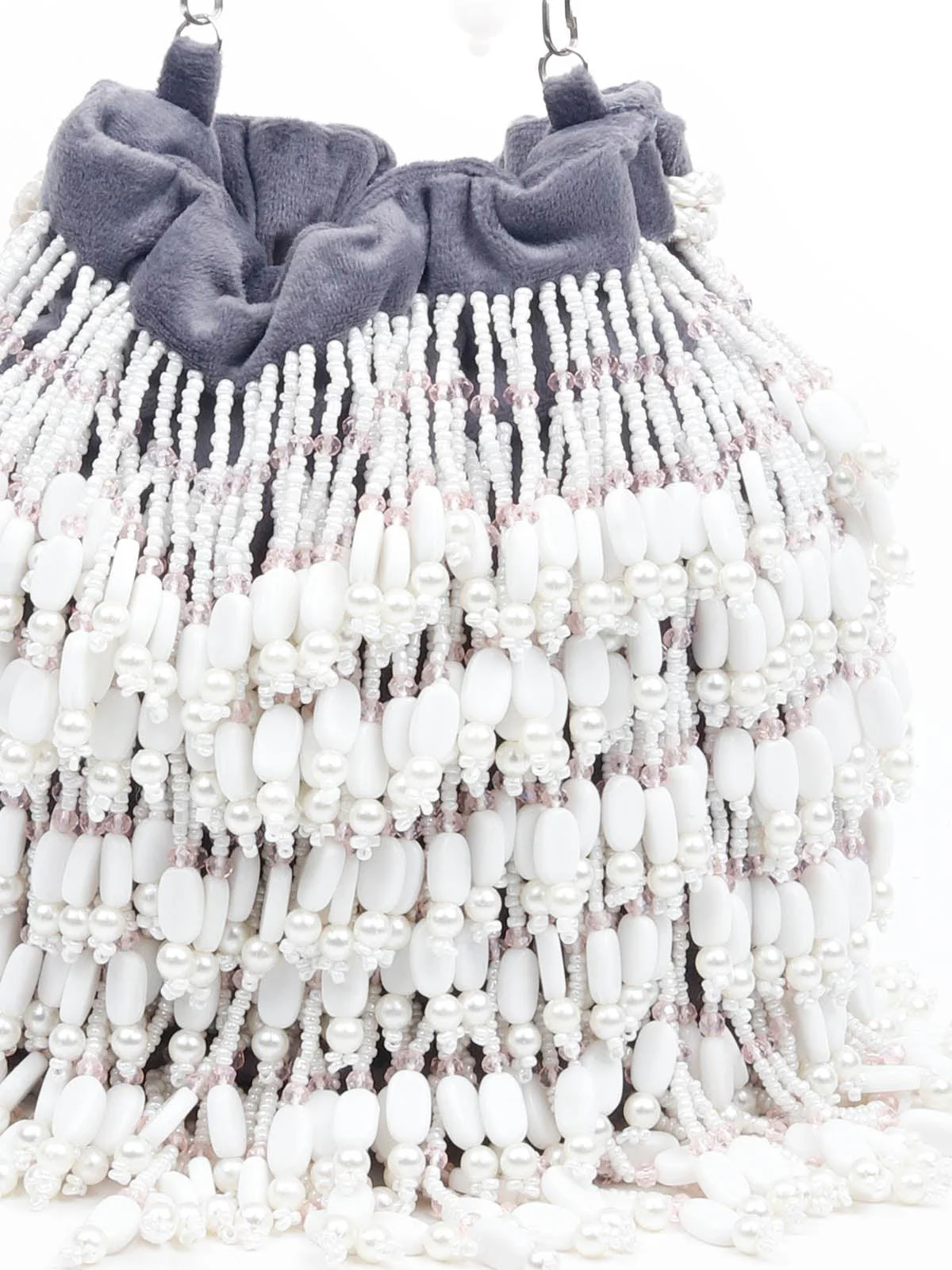 Odette Women Royal Grey Embellished Potli Bag - Image 5