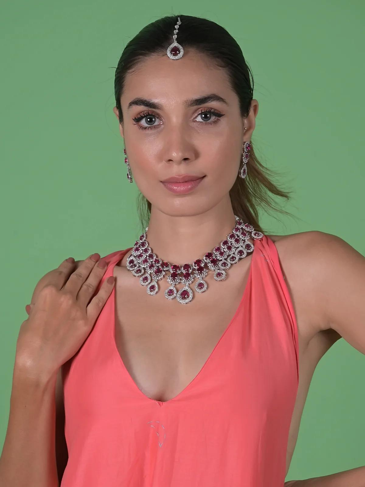 Odette Silver Alloy Jewellery Set For Women