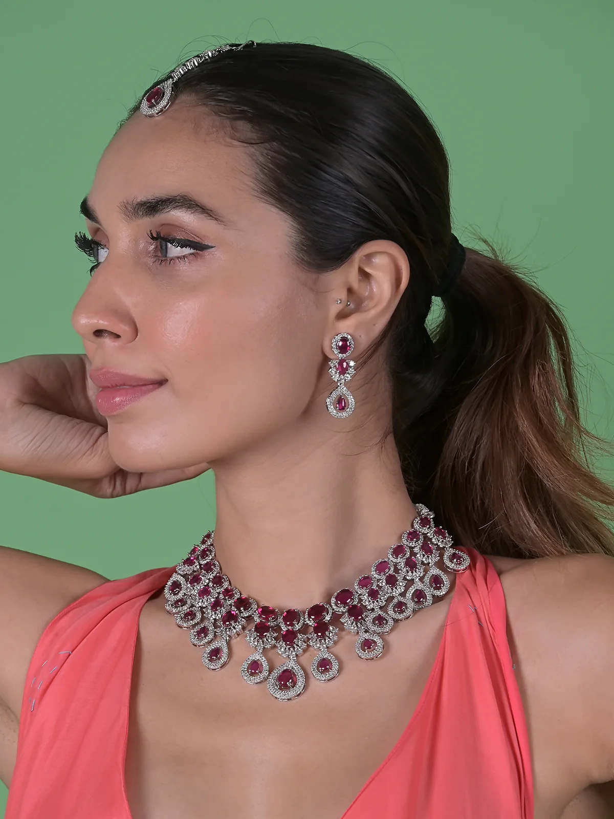 Odette Silver Alloy Jewellery Set For Women - Image 2