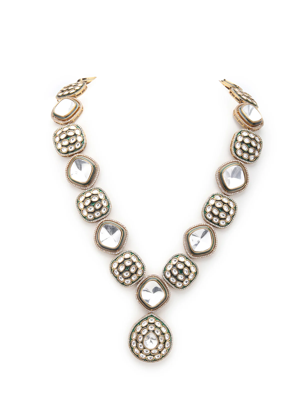 Odette Gold And Green Alloy Jewellery Set For Women - Image 4