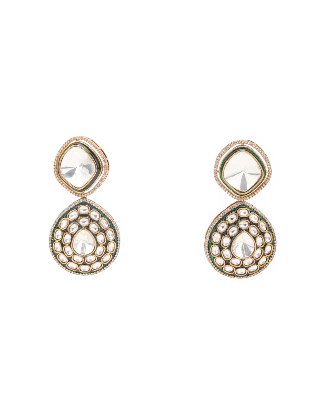 Odette Gold And Green Alloy Jewellery Set For Women - Image 5