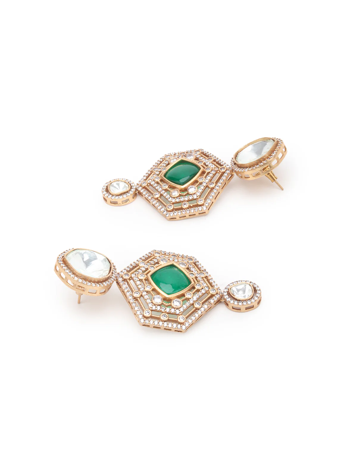Odette Green And White Alloy Jewellery Set For Women - Image 6