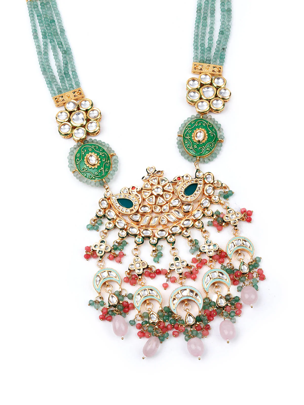 Odette Women Royal Look Multicolored Double Sided Long Necklace Set - Image 4