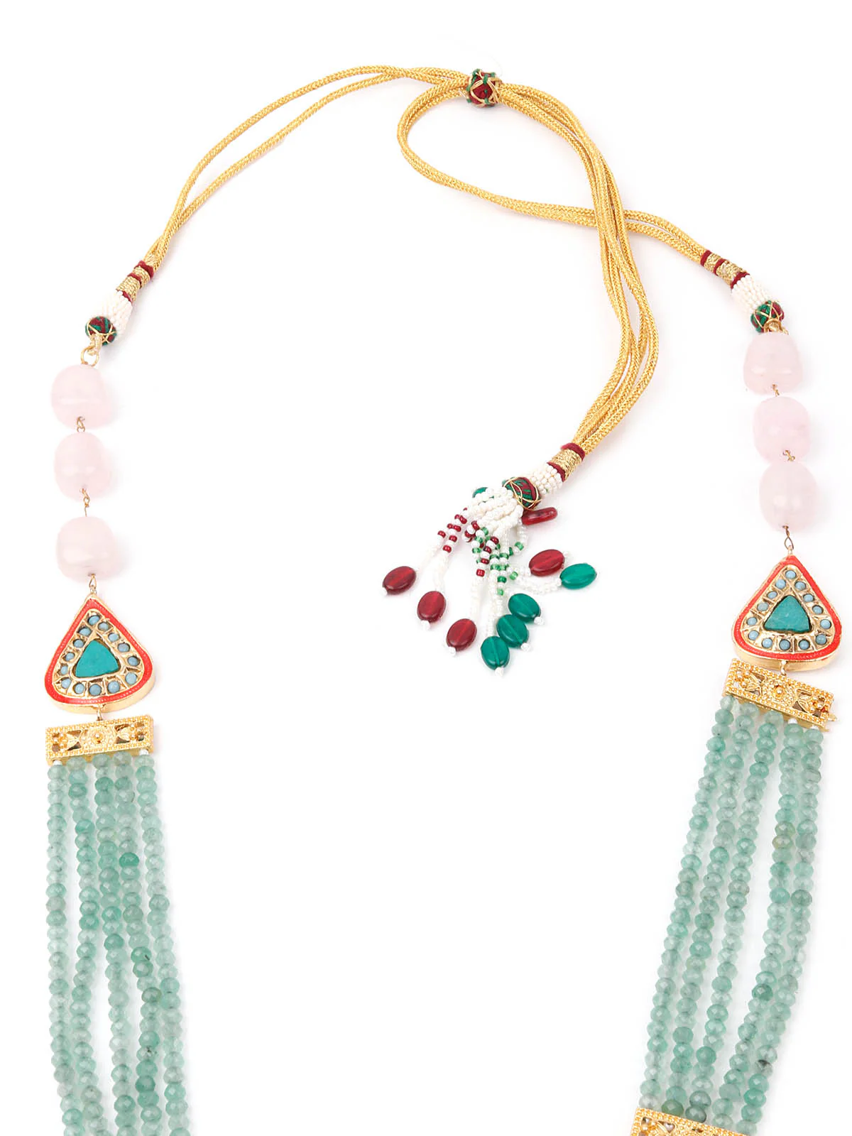 Odette Women Royal Look Multicolored Double Sided Long Necklace Set - Image 5