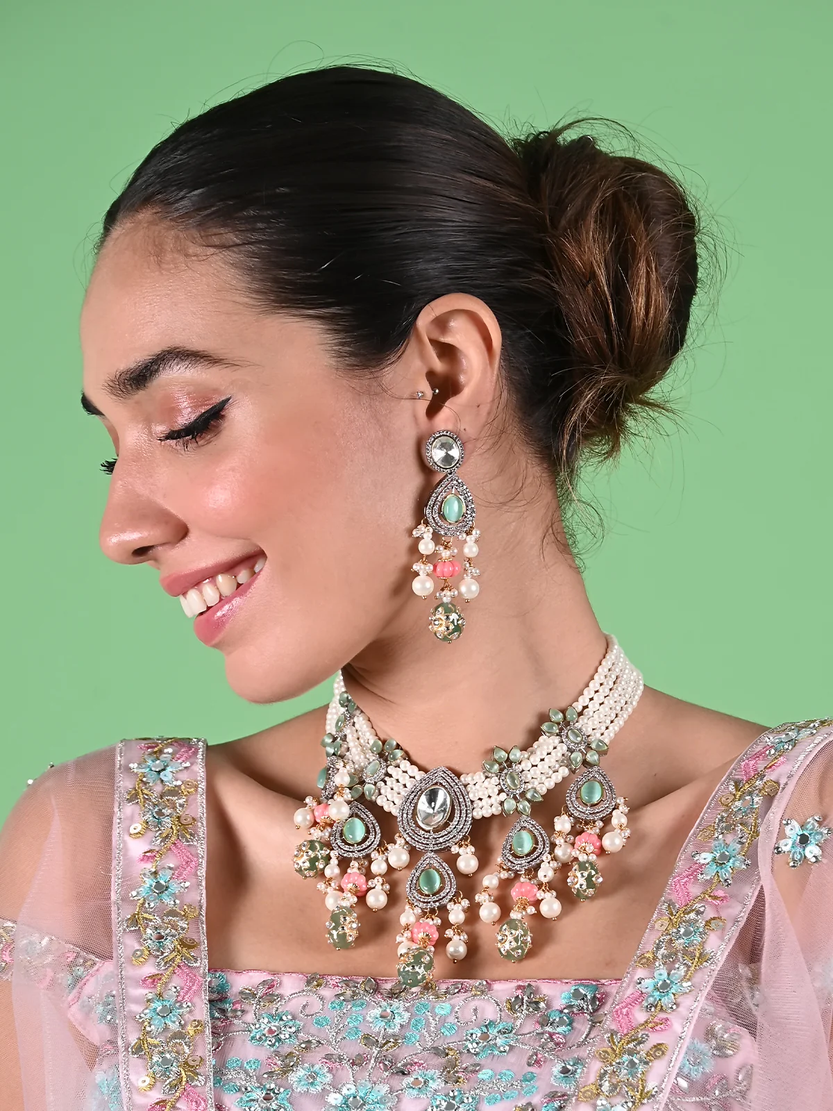 Odette Multicolored Alloy Jewellery Set For Women - Image 2