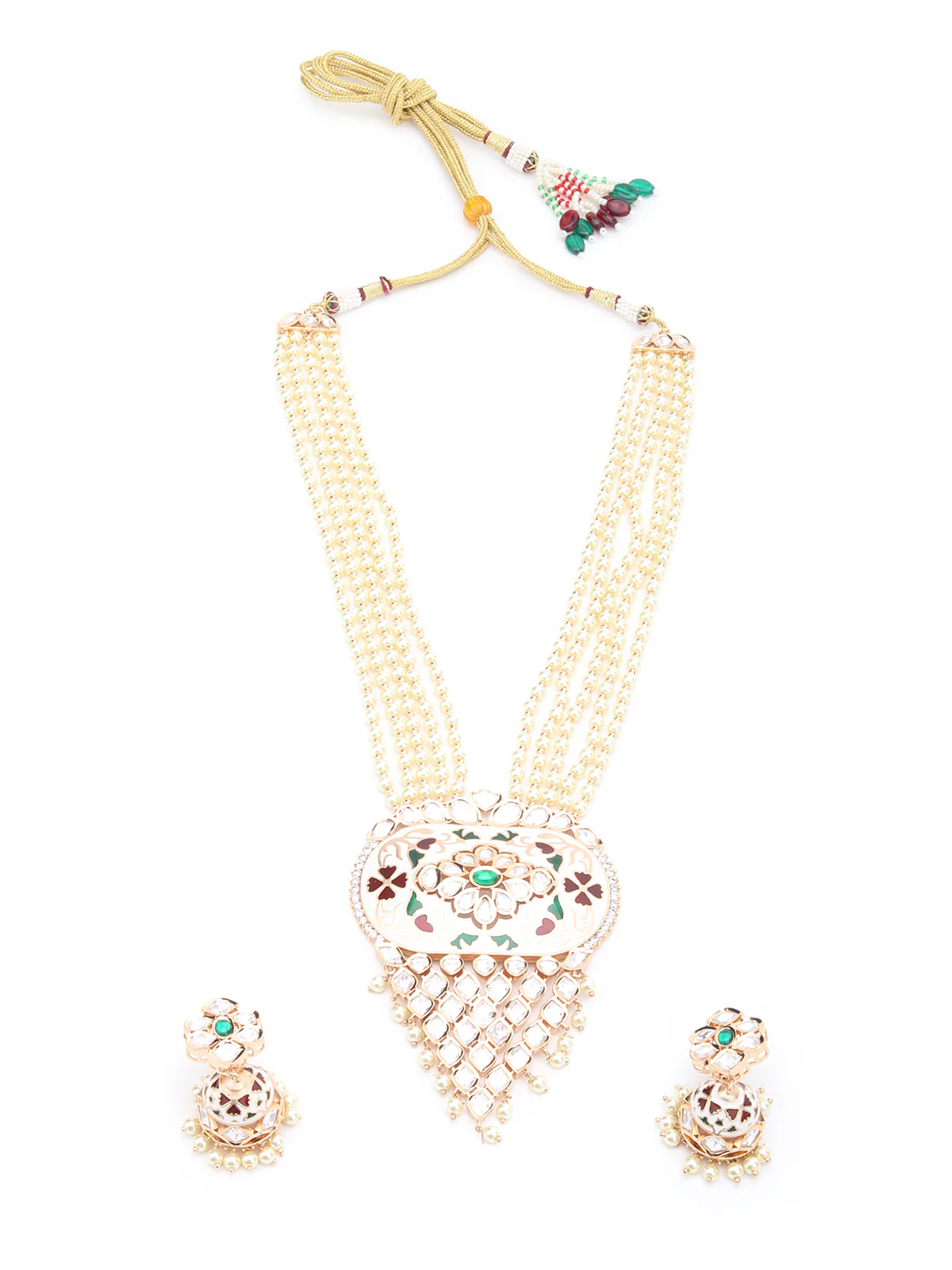 Odette Off White Layered Alloy Jewellery Set For Women - Image 3