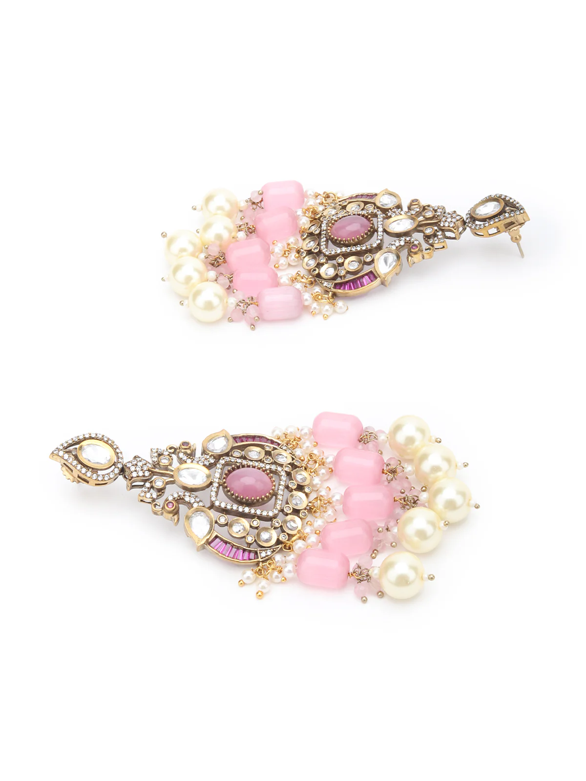 Odette Pink Alloy Jewellery Set For Women - Image 6