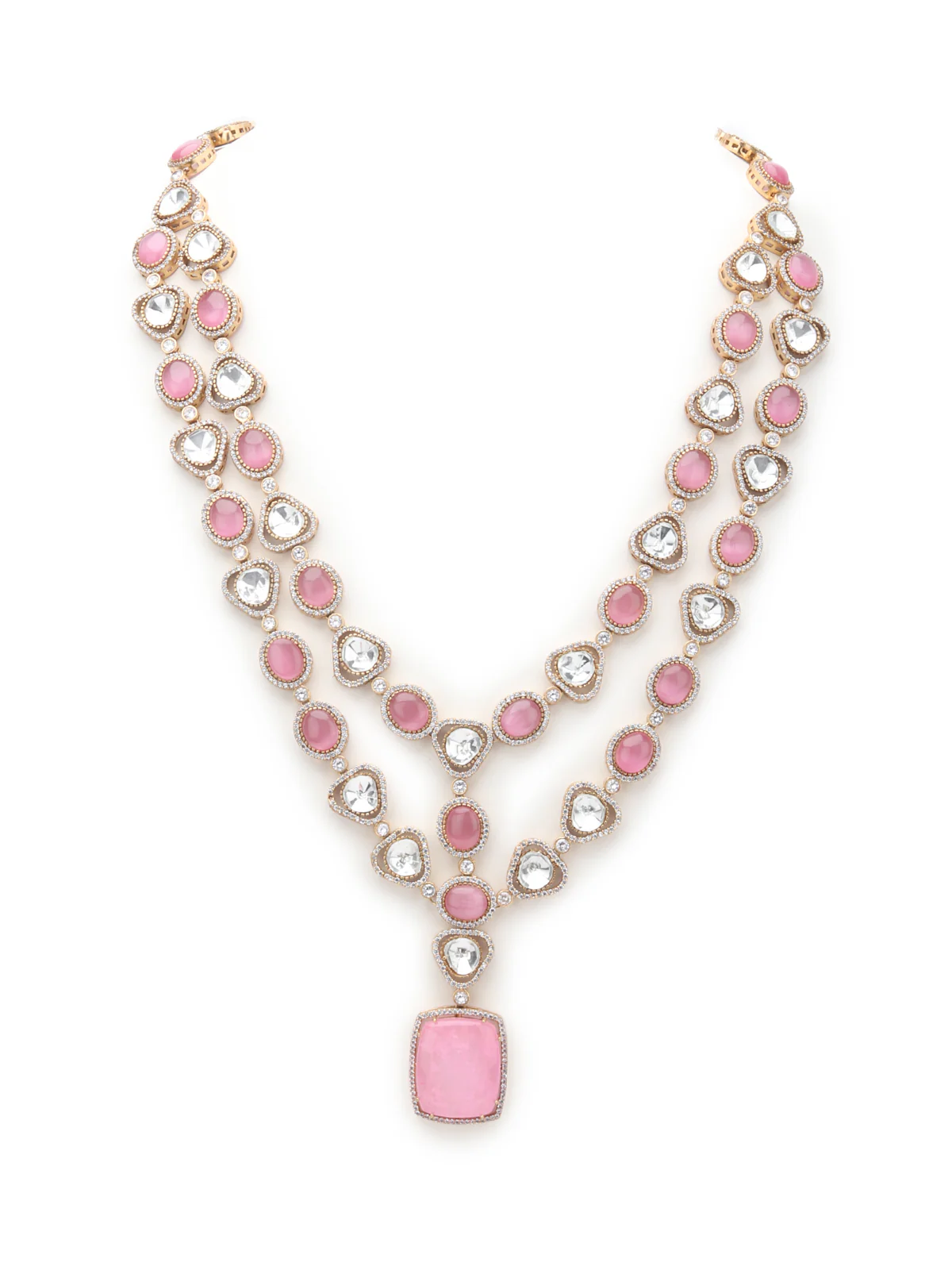 Odette Pink Alloy Jewellery Set For Women - Image 4
