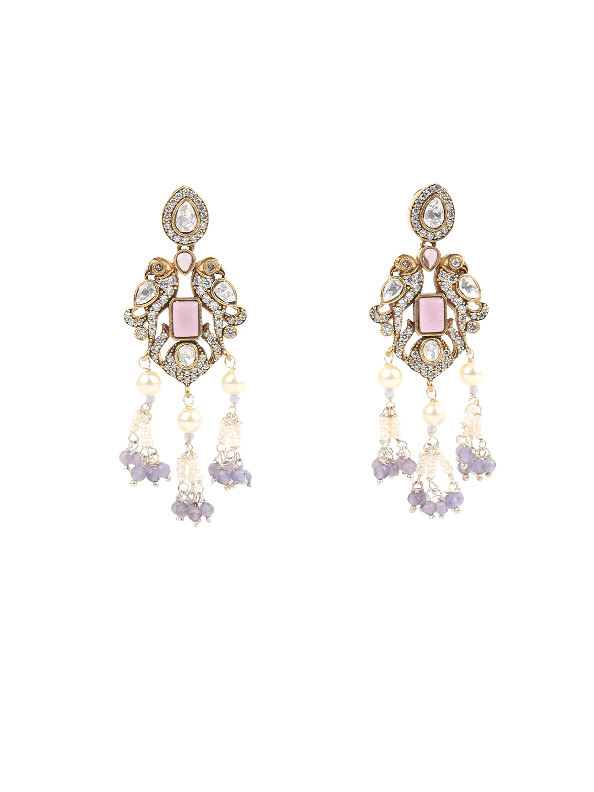 Odette Purple And White Alloy Jewellery Set For Women - Image 3