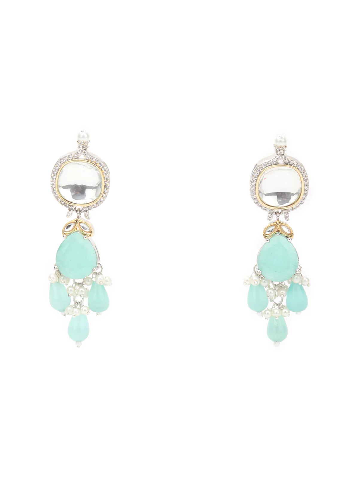 Odette Sea Green And White Alloy Jewellery Set For Women - Image 5