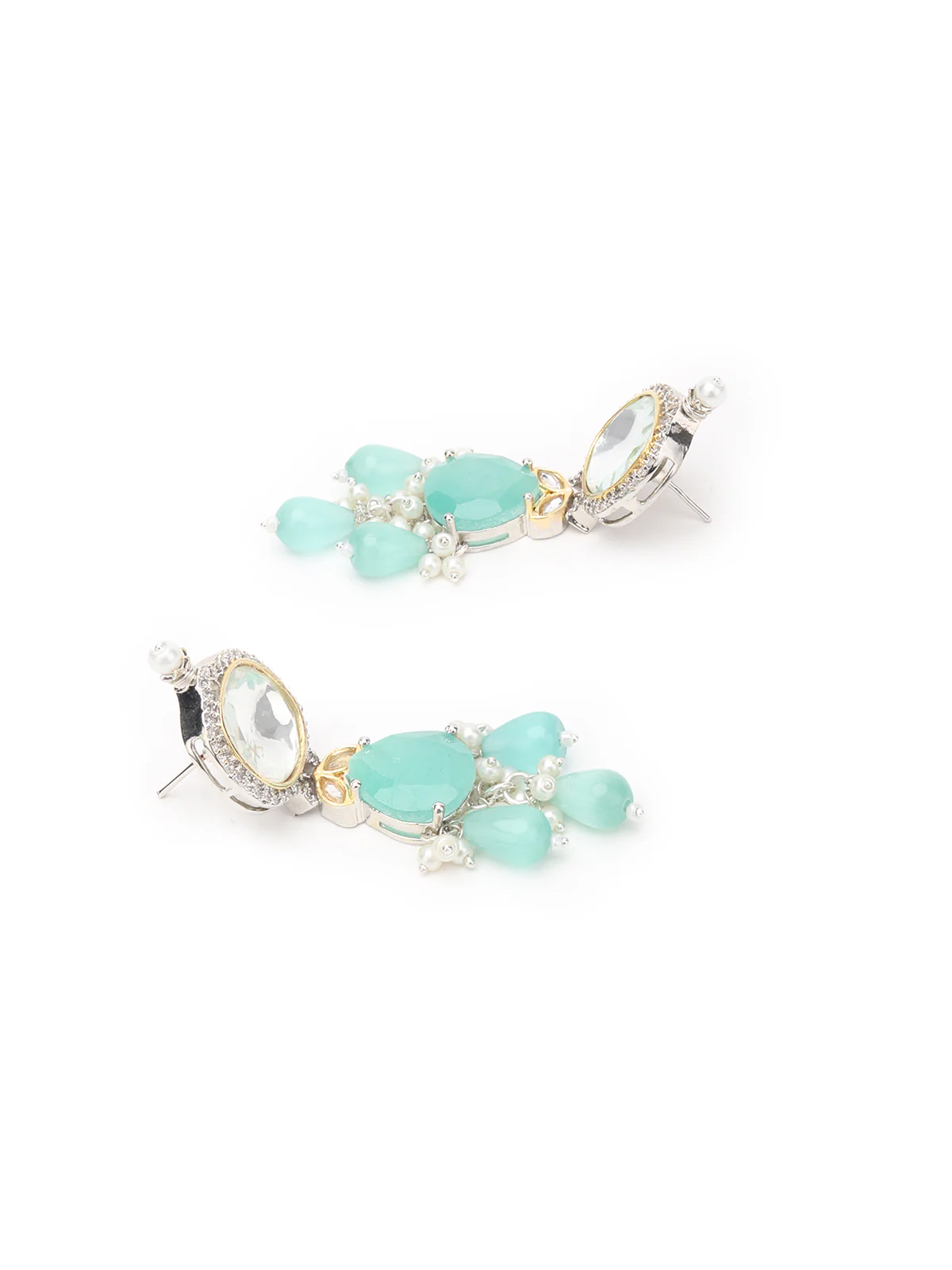 Odette Sea Green And White Alloy Jewellery Set For Women - Image 6
