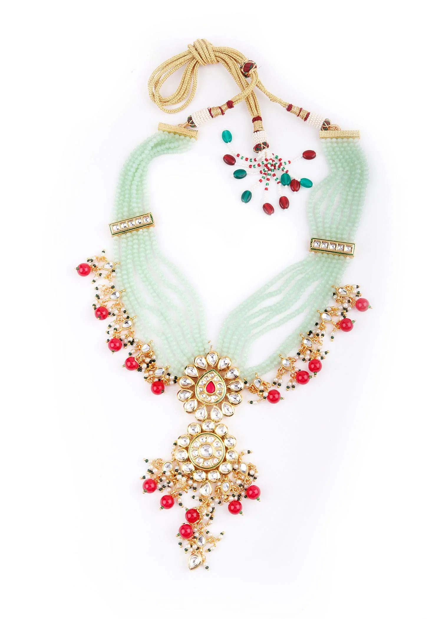 Odette Women Royal Pearl & Kundan Necklace Set - Image 4