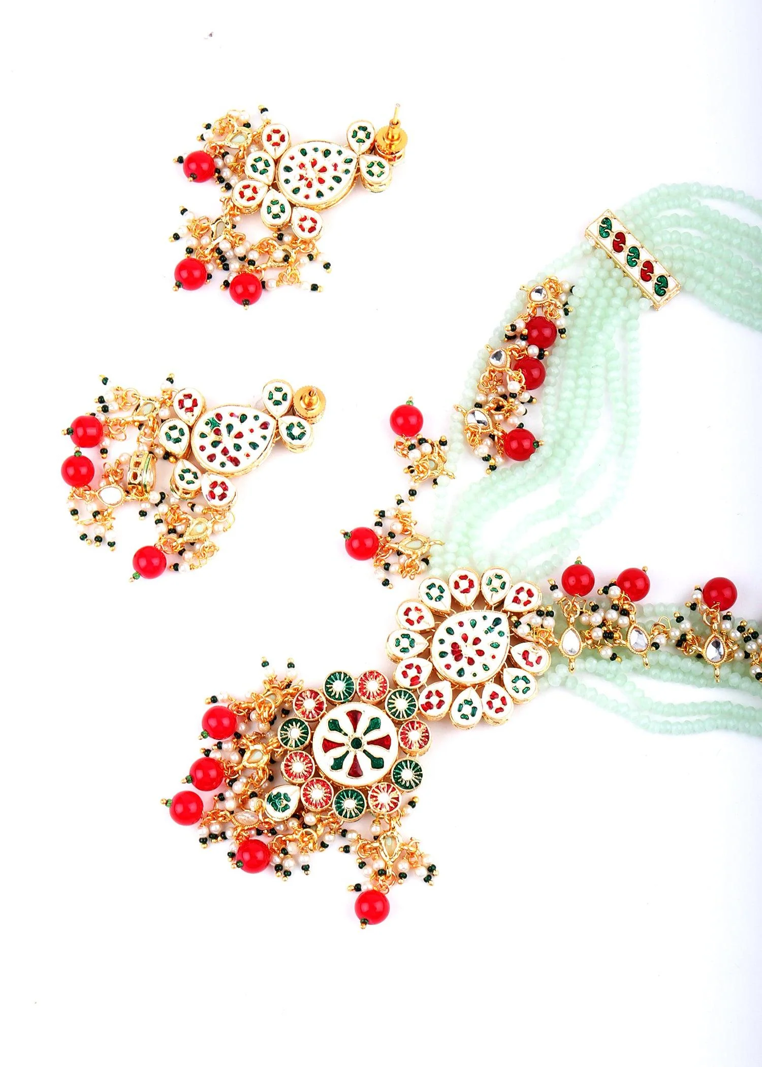 Odette Women Royal Pearl & Kundan Necklace Set - Image 6