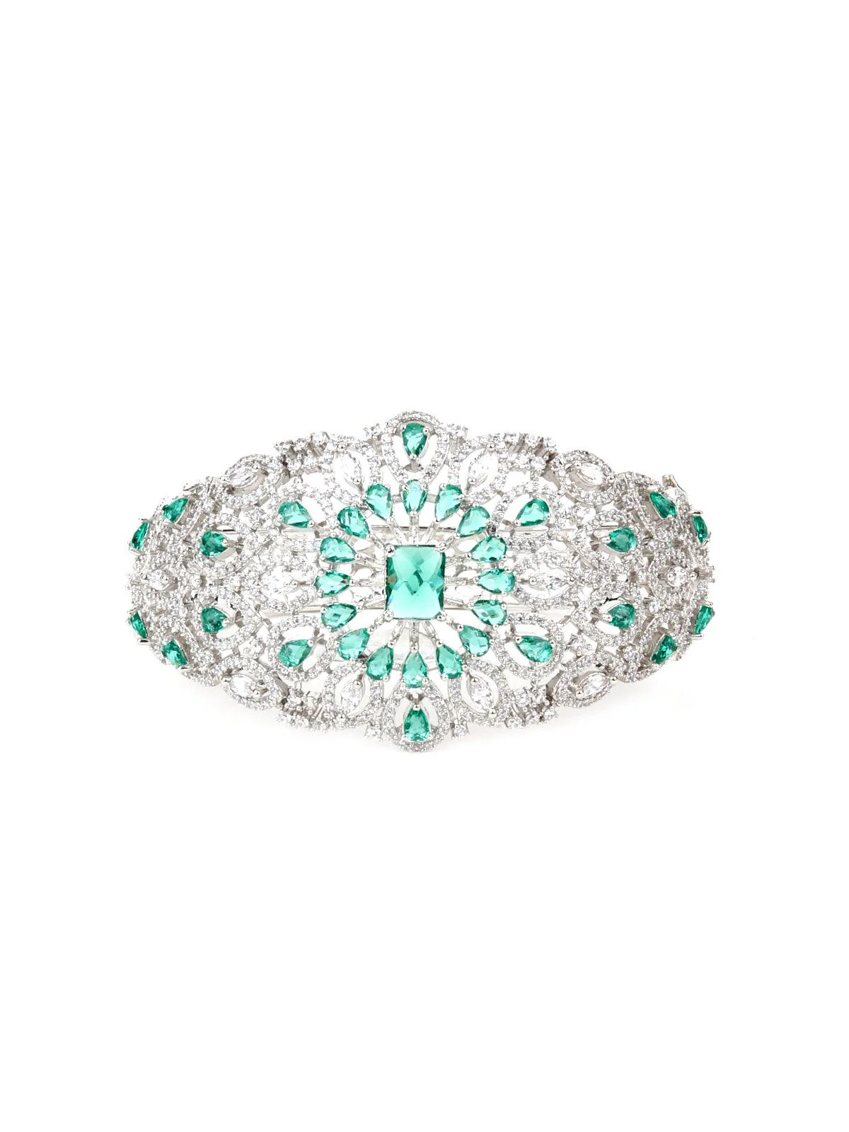 Odette Women Royal Silver Crystal Studded Bracelet - Image 3