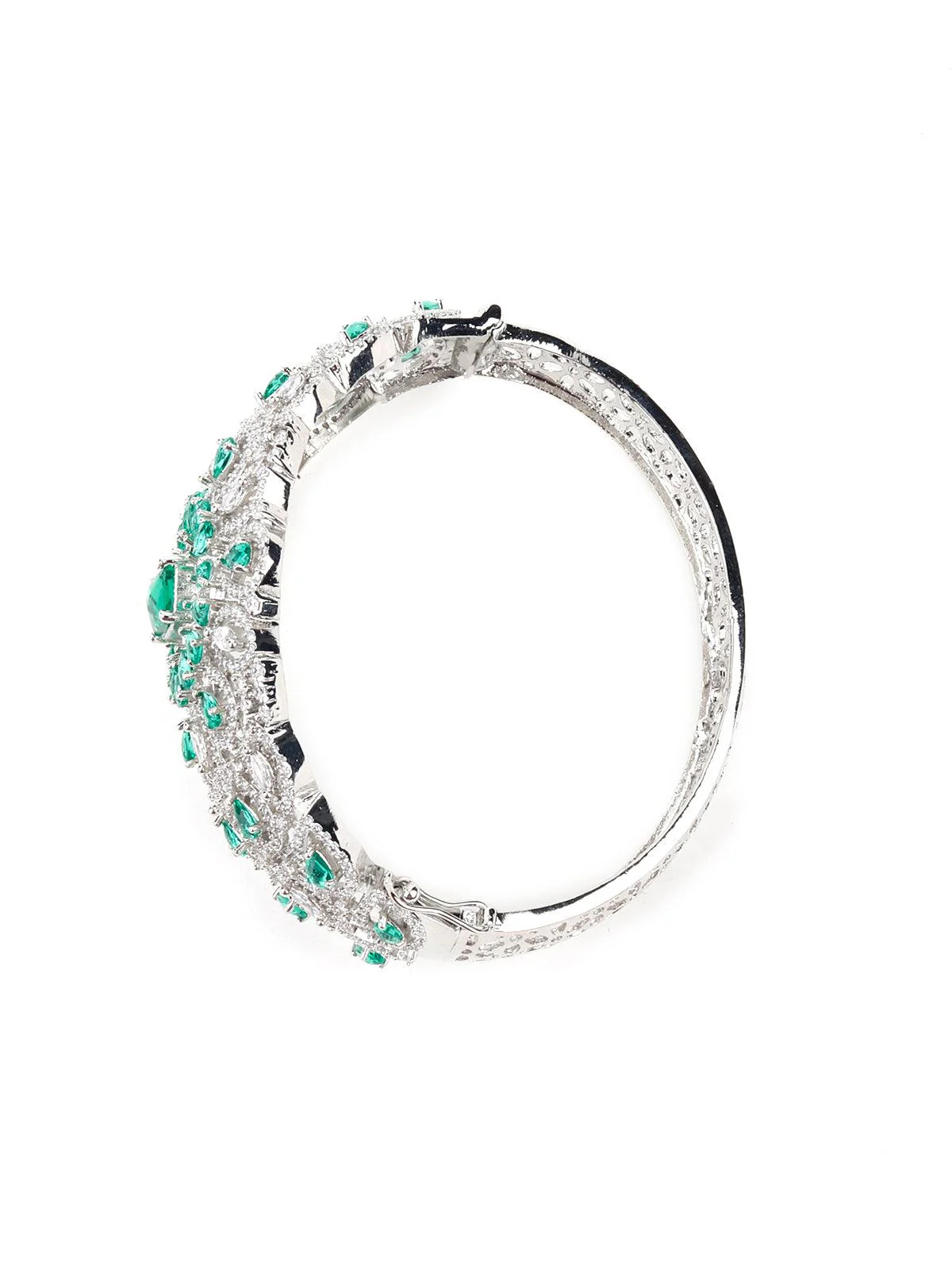 Odette Women Royal Silver Crystal Studded Bracelet - Image 4