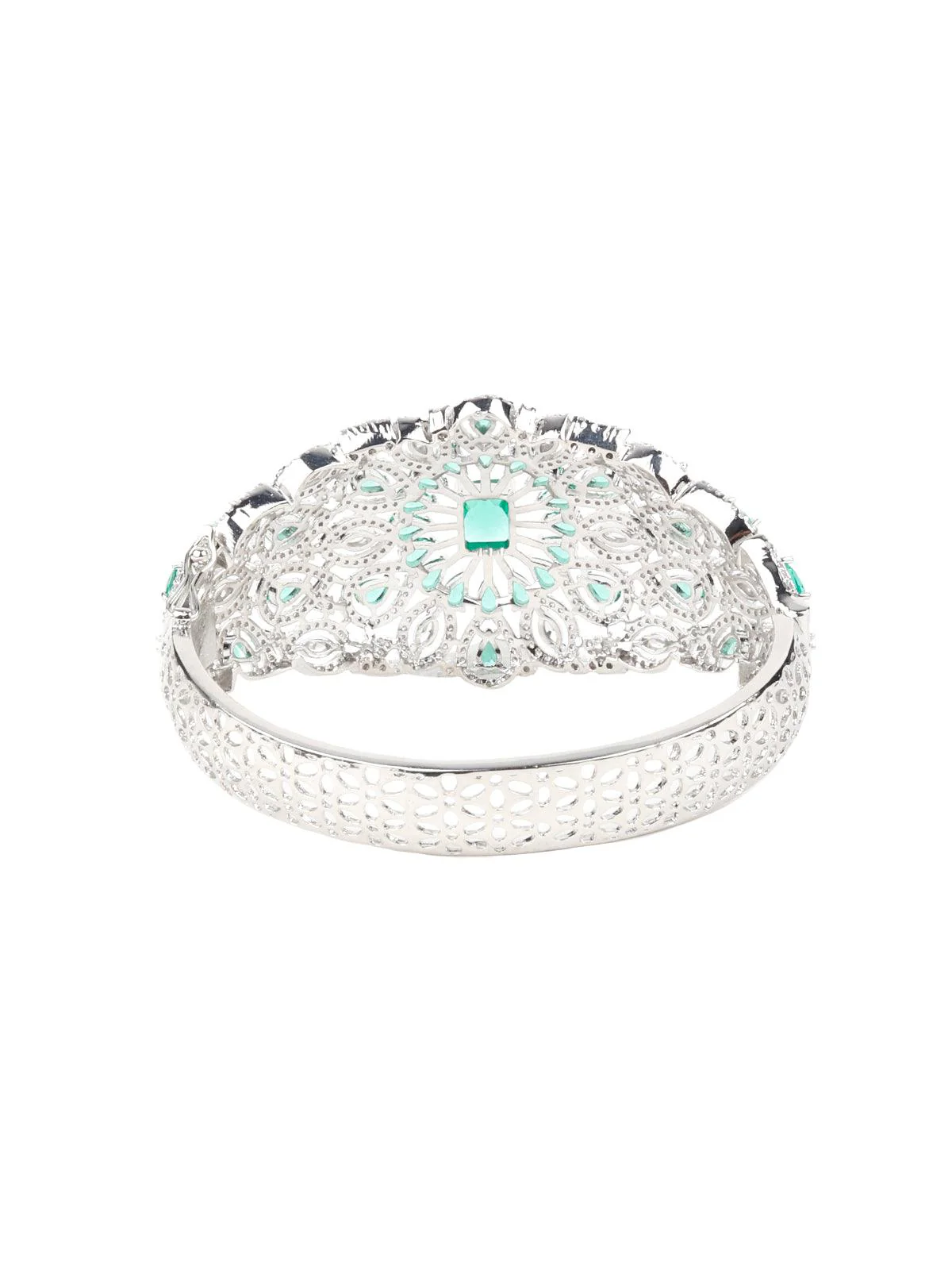 Odette Women Royal Silver Crystal Studded Bracelet - Image 5