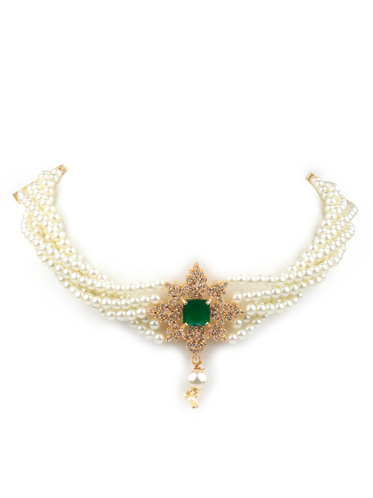 Odette Women Royal White Pearls Choker Neck Piece - Image 4
