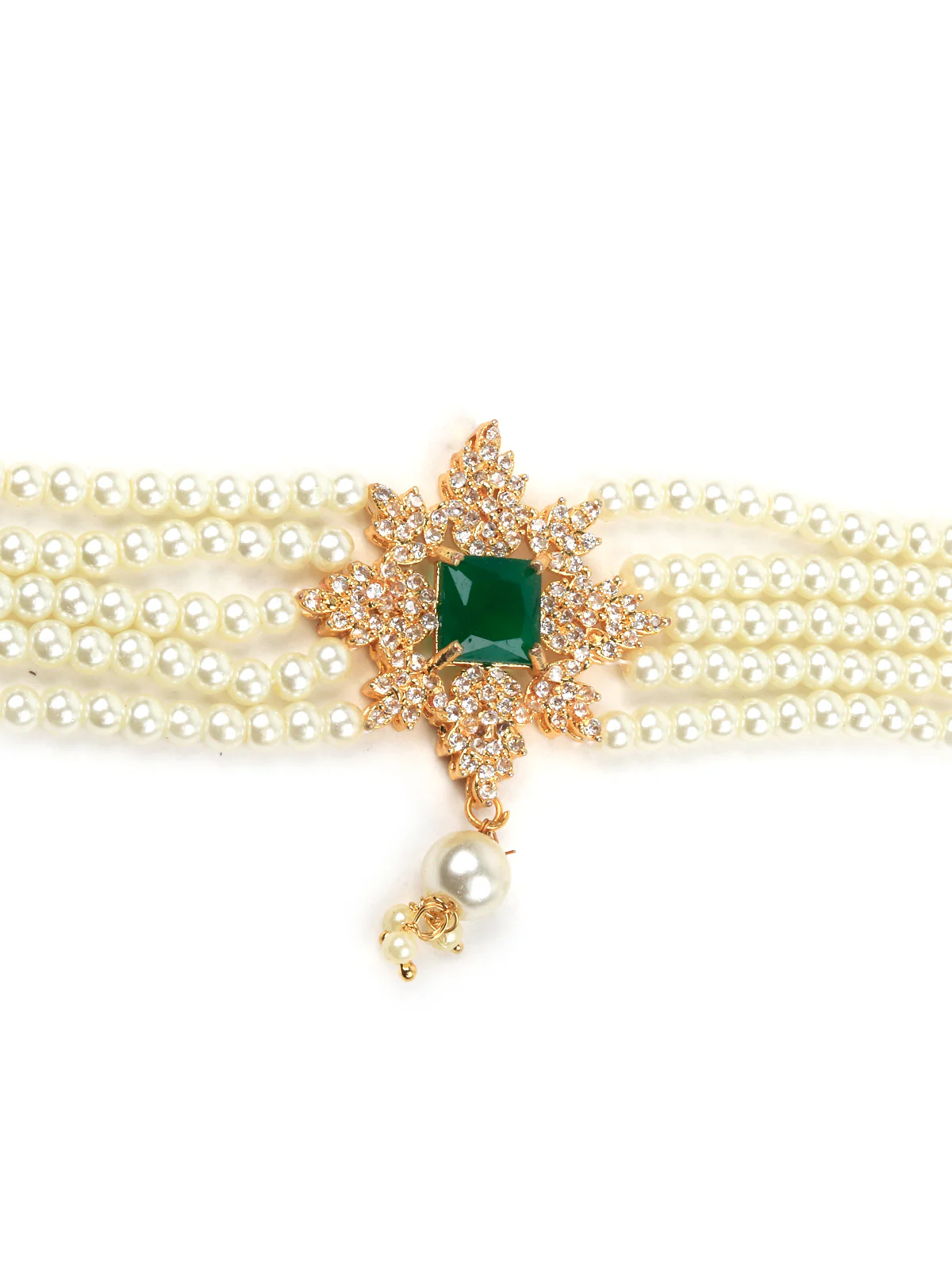 Odette Women Royal White Pearls Choker Neck Piece - Image 5