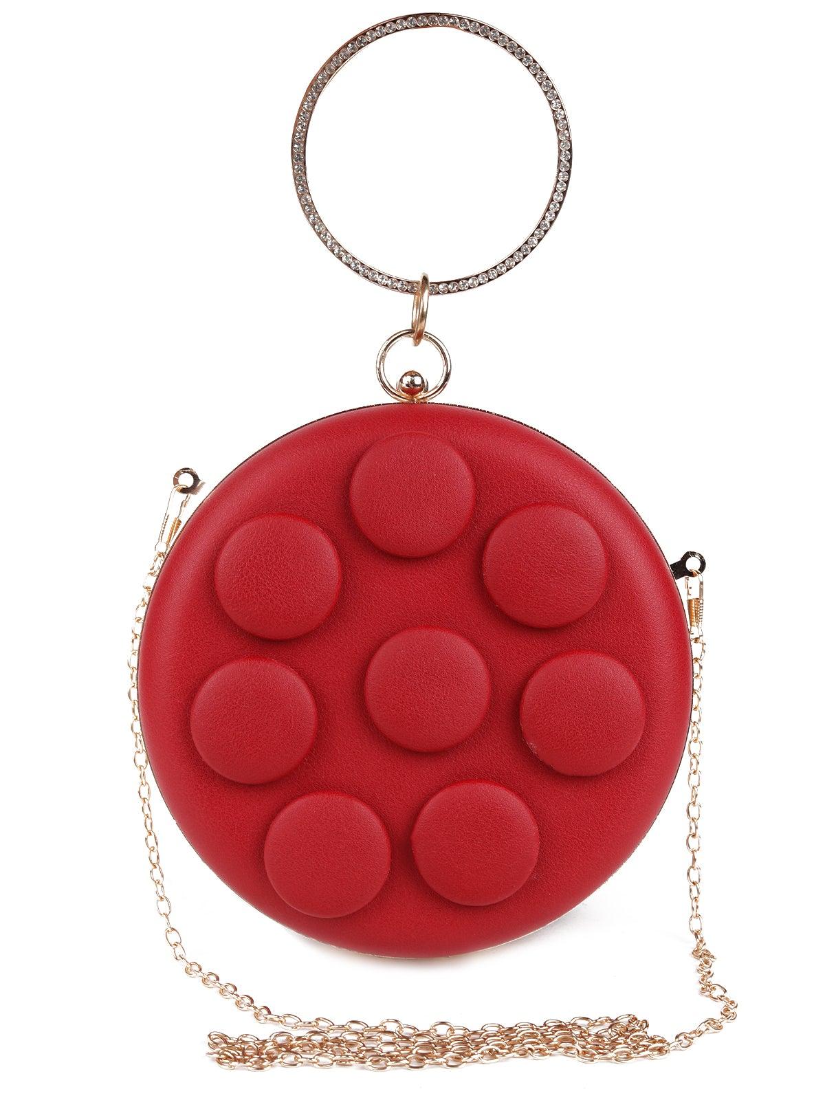 Odette Women Red Solid Spherical Bag. - Image 3