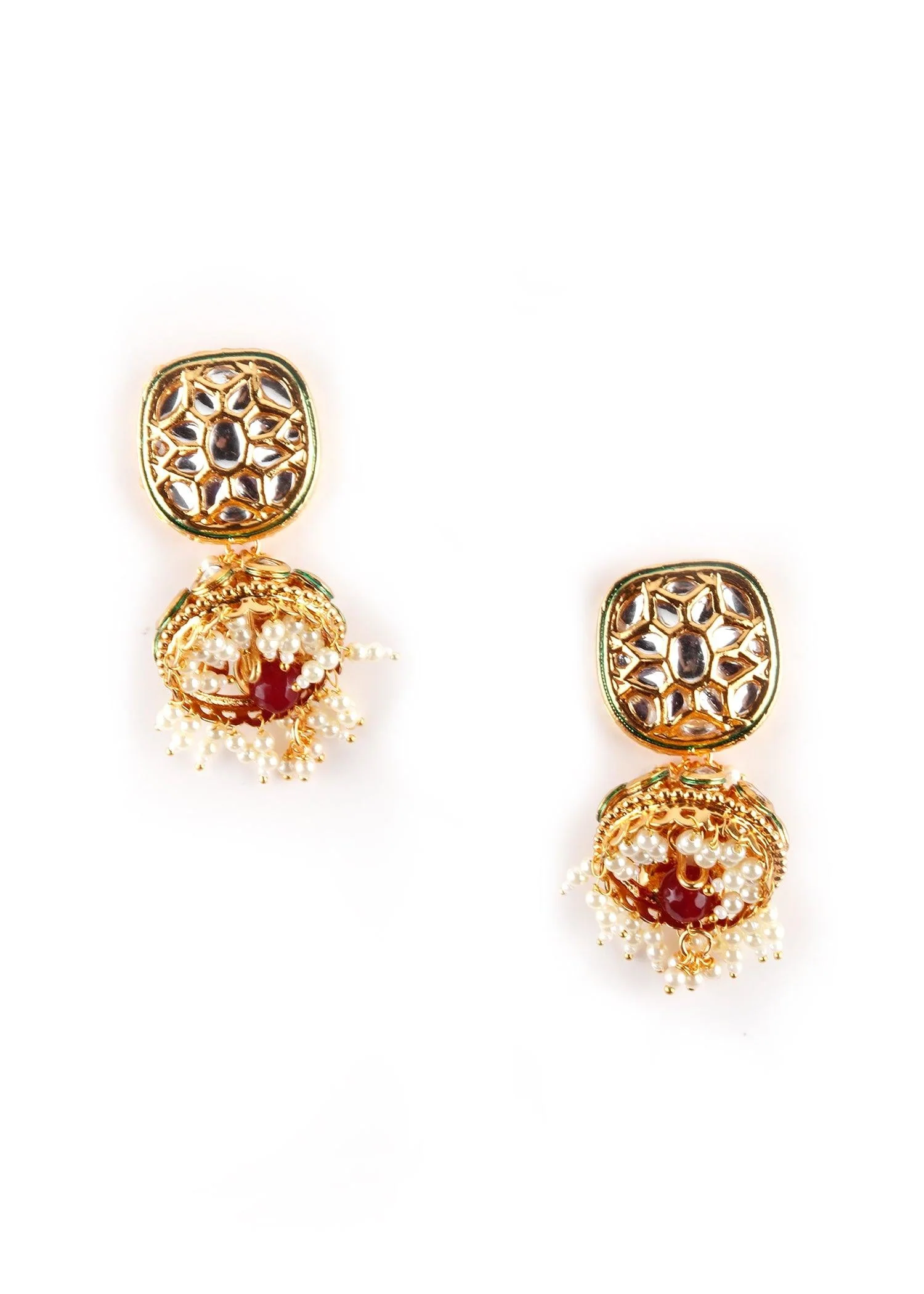 Odette Women Ruby Color Statement Necklace Set - Image 6