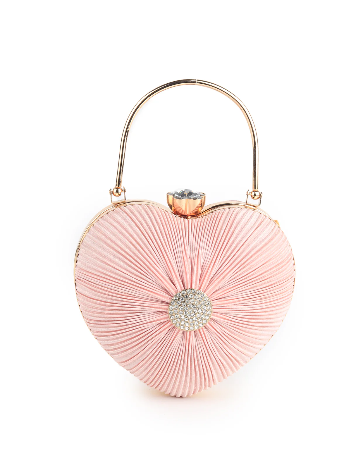 Odette Women Ruched Pink Heart Clutch Bag - Image 3