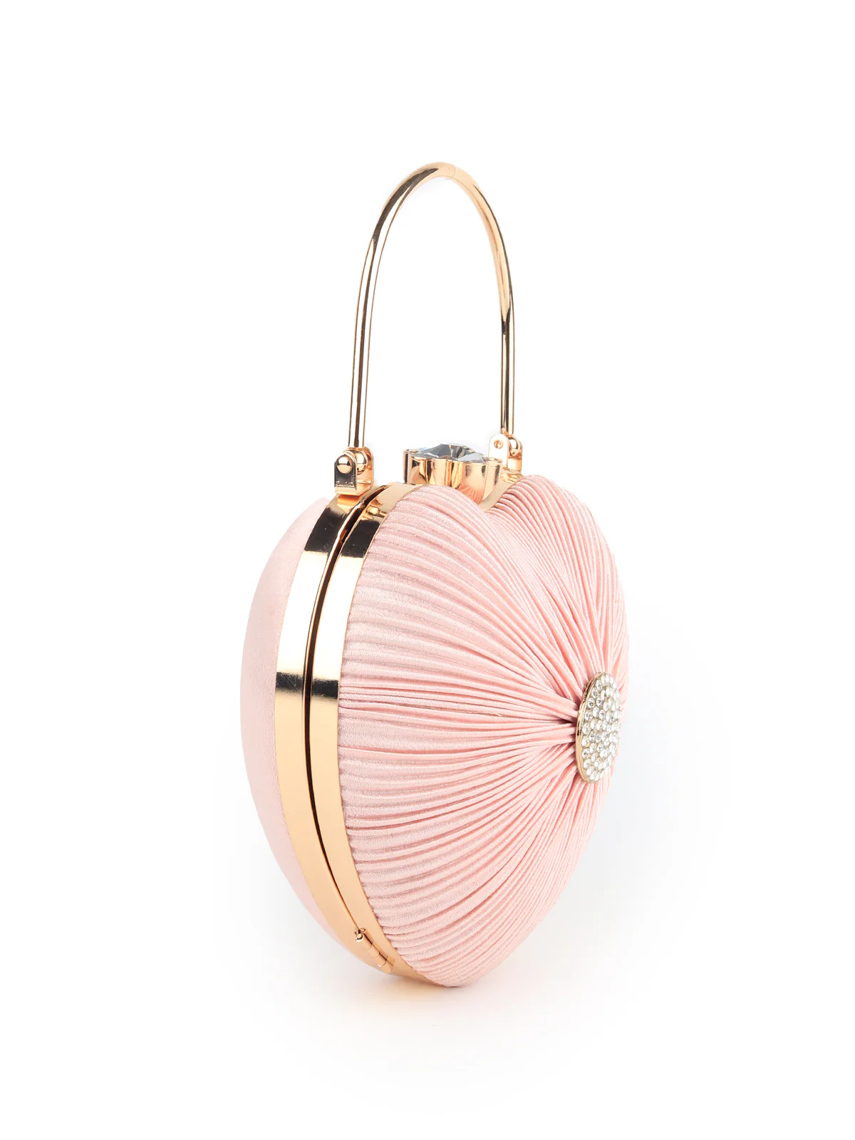 Odette Women Ruched Pink Heart Clutch Bag - Image 4