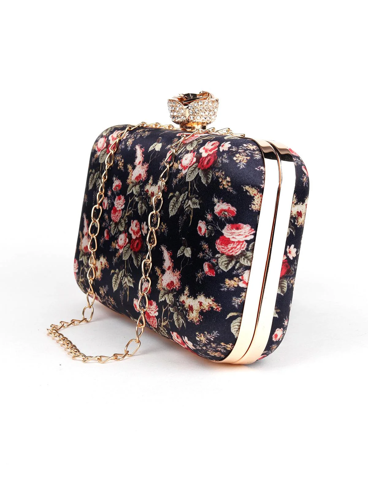 Odette Women Navy Blue Metal Clutch - Image 4