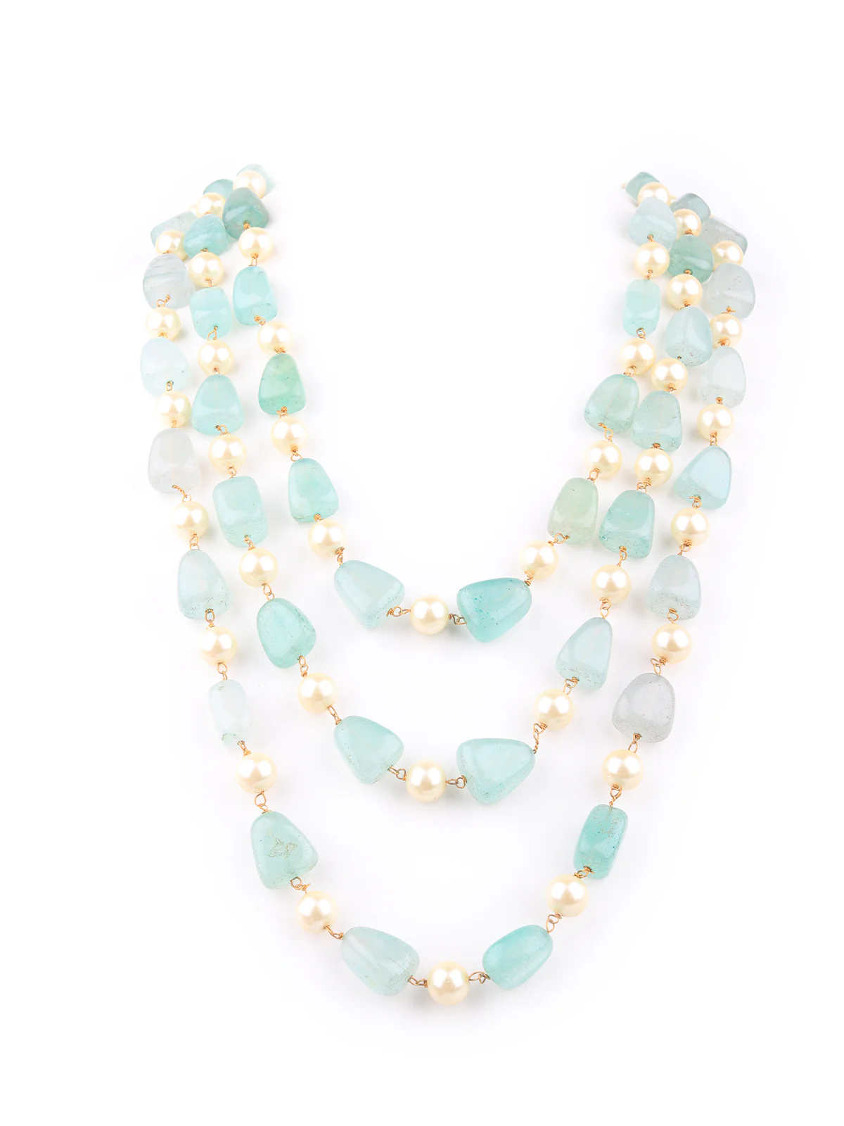 Odette Women Sea Green Beads Long Neckpiece - Image 3