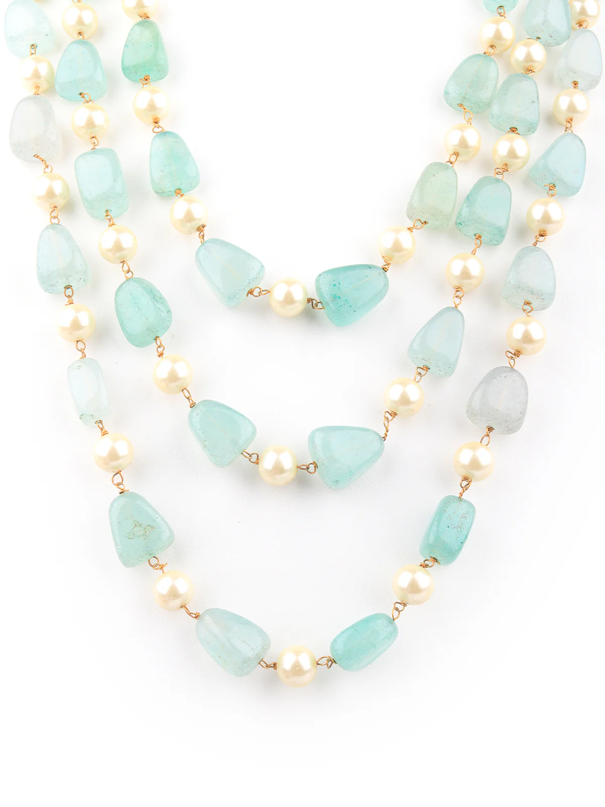 Odette Women Sea Green Beads Long Neckpiece - Image 5