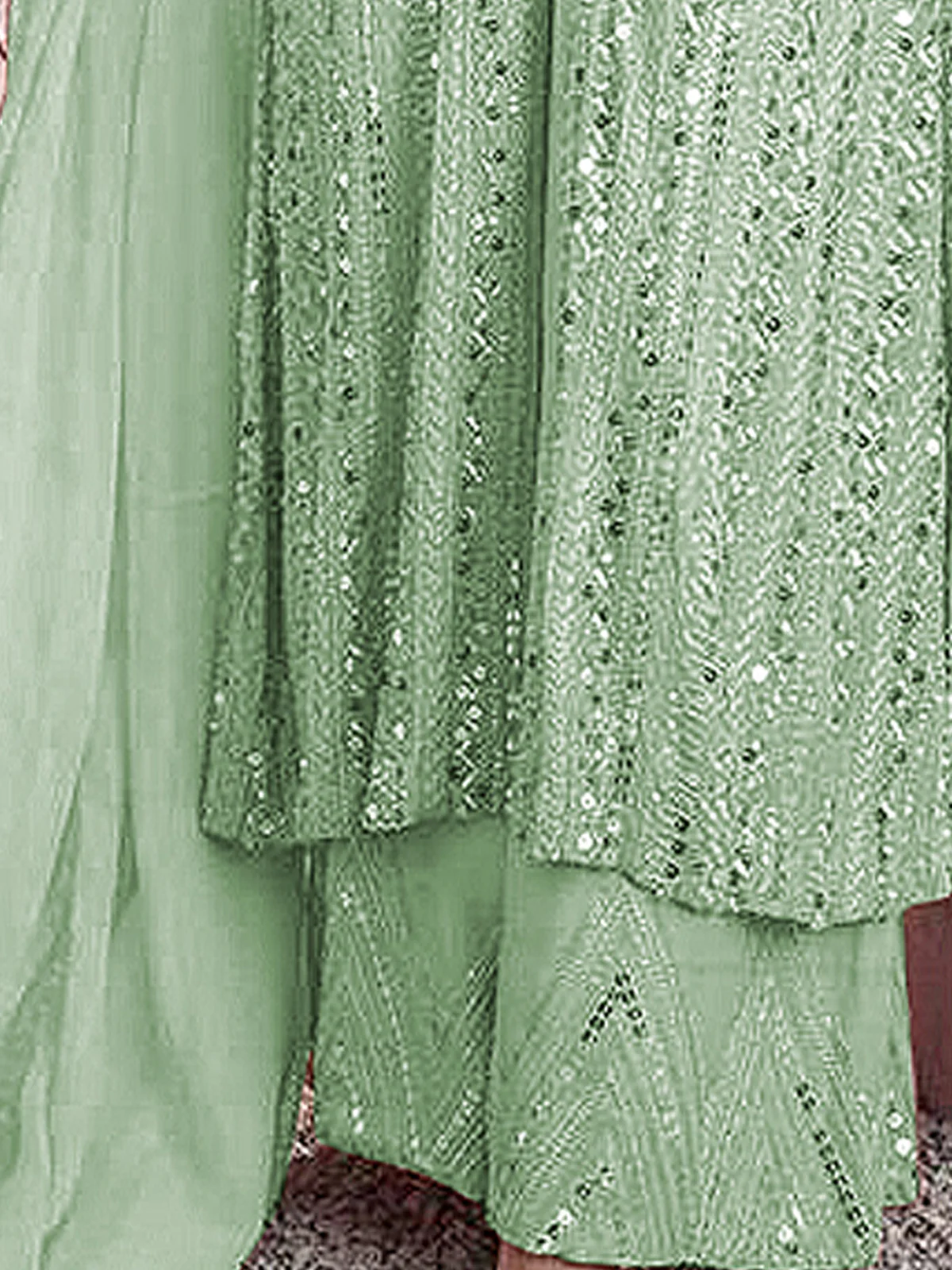 Odette Women Sea Green Color Party Wear Georgette Semi Stitched Suit - Image 3