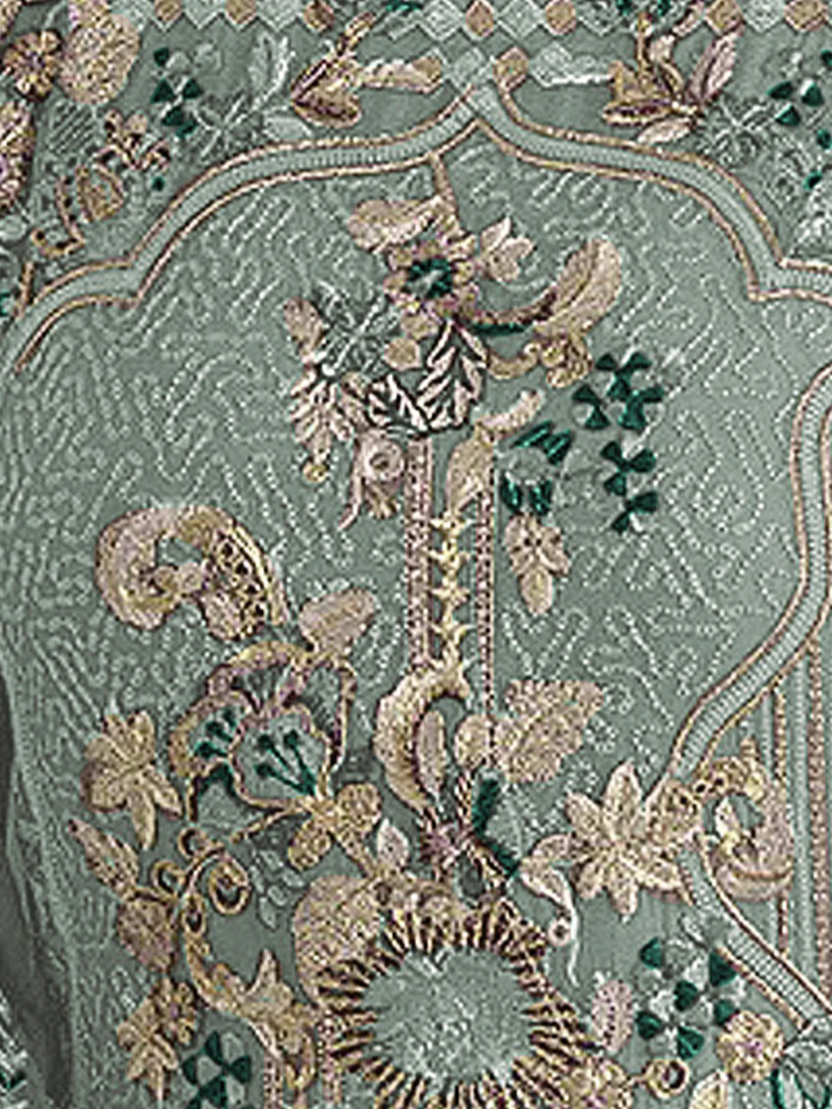 Odette Women Sea Green Embroidered Georgette Semi Stitched Salwar Suit - Image 4