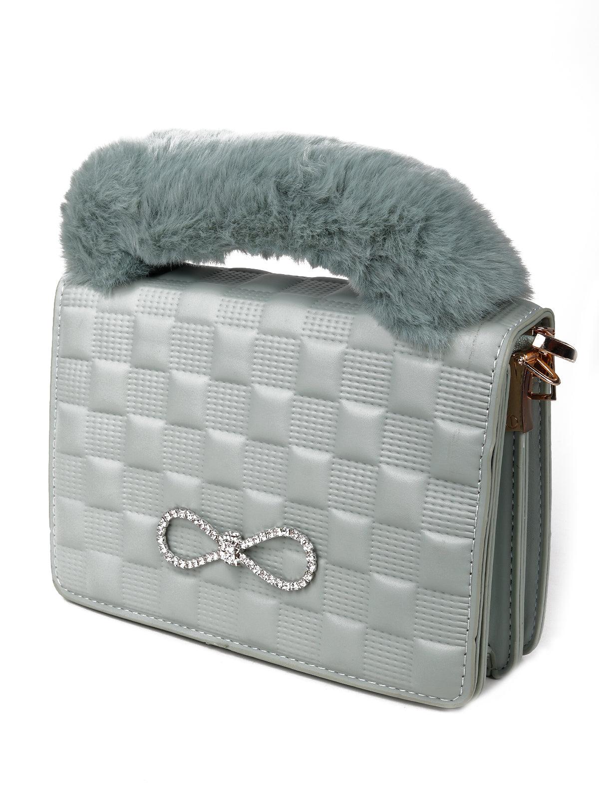 Odette Women Green Metal Handle Sling Bag - Image 4