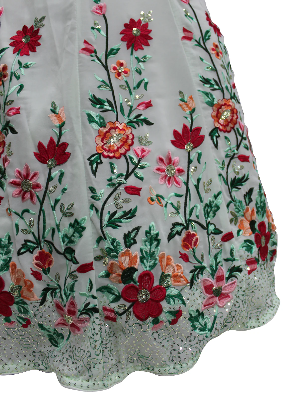 Odette Women Sea Green Georgette Embroidered Semi Stitched Lehenga With  Unstitched Blouse - Image 3
