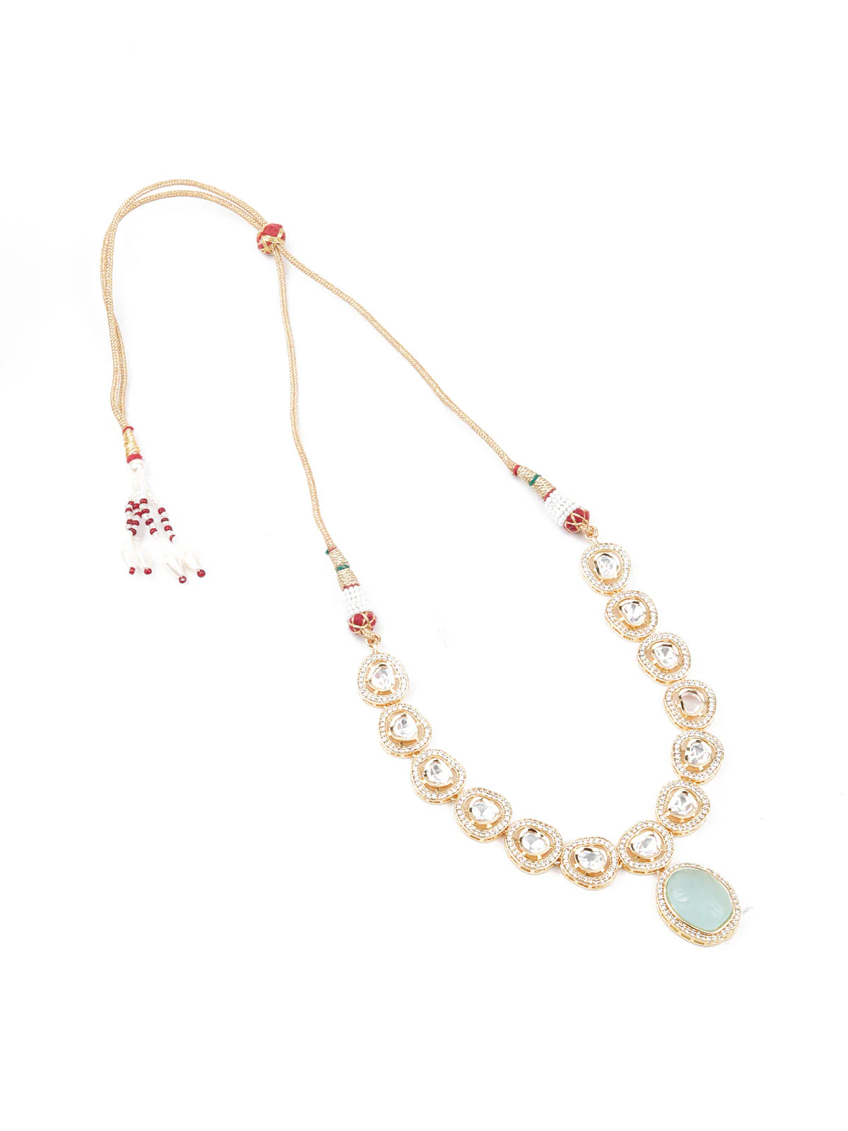 Odette Women Sea Green Gold Plated Choker Necklace Set - Image 4