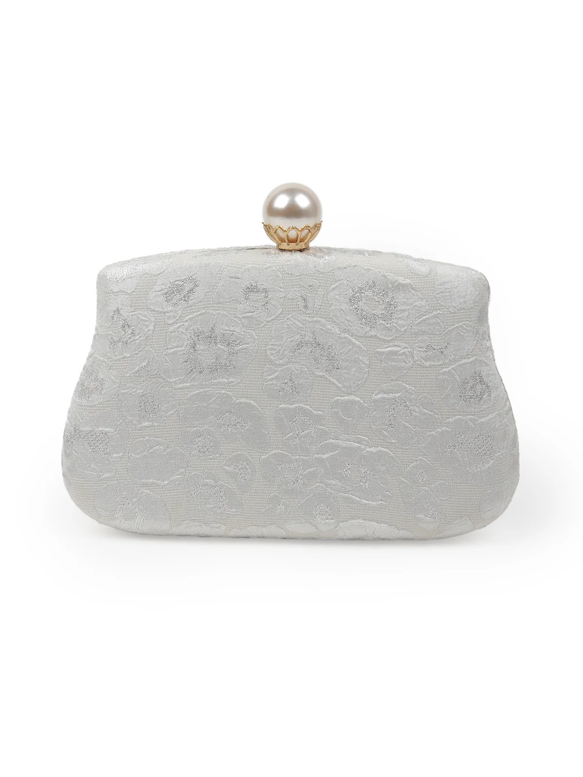 Odette Women Serene White Embossed Clutch - Image 4