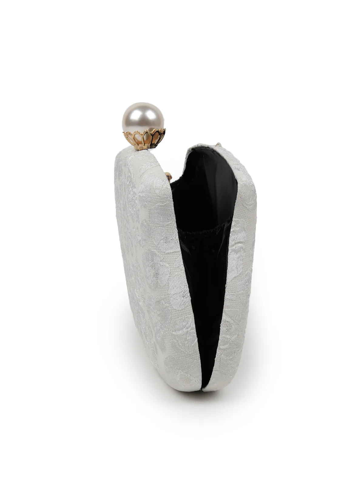 Odette Women Serene White Embossed Clutch - Image 5
