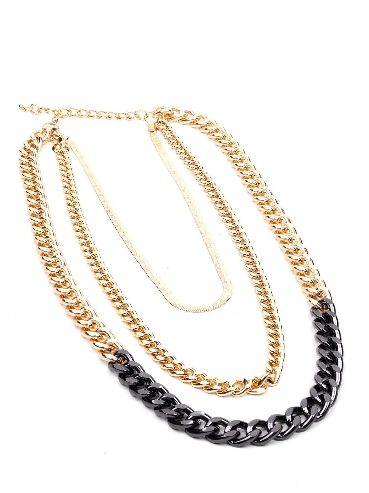 Odette Women Black And Gold Multicoloured Metal Chained Necklace - Image 4