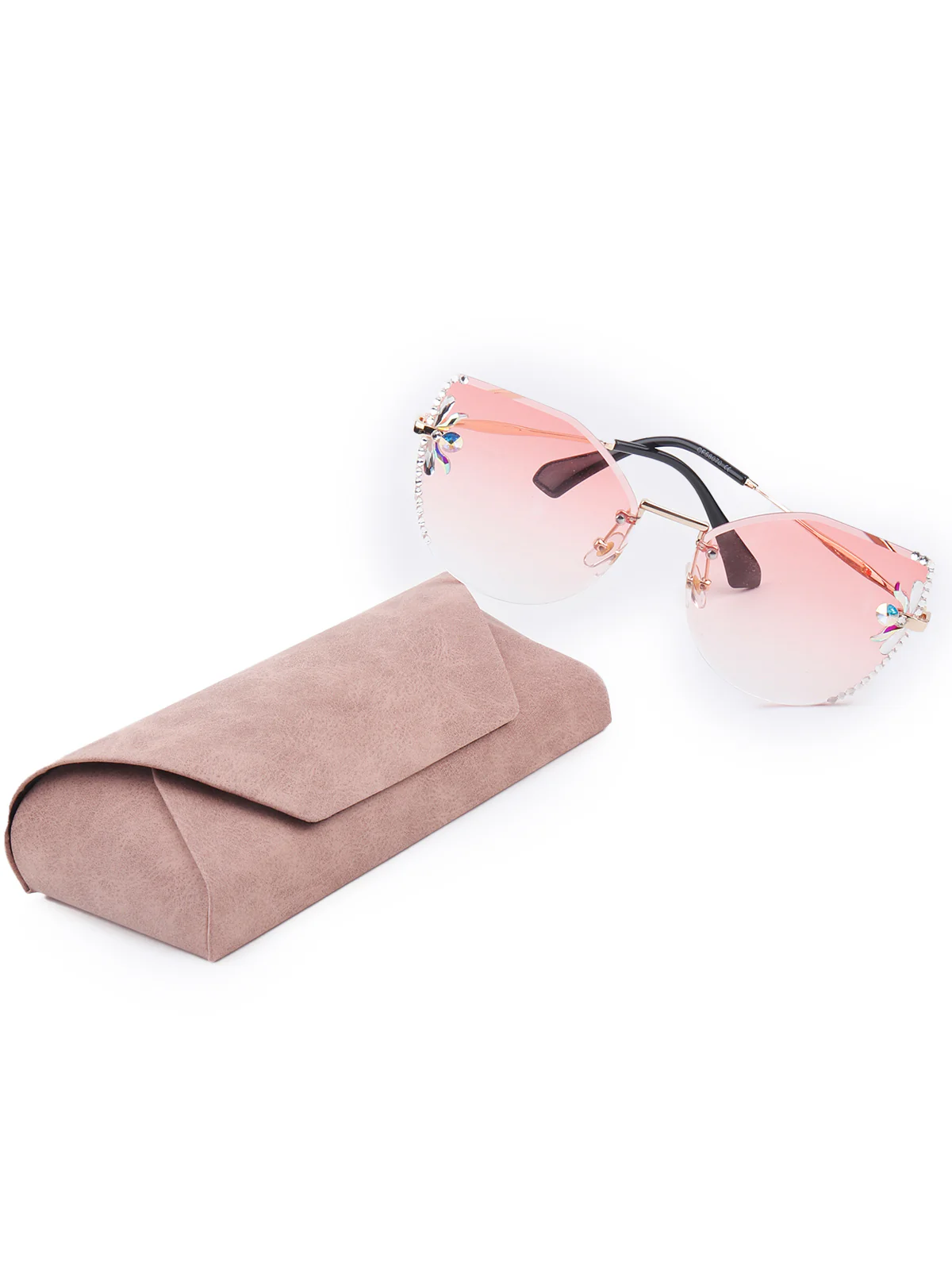 Odette Women Shaded Pink Embellished Sunglasses - Image 3
